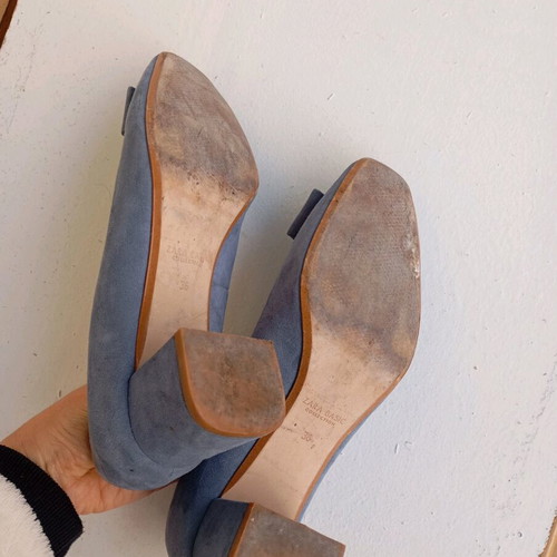 Zara kitten heels used, blue pumps with bow