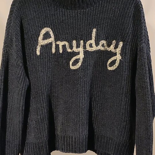 Yessica women's sweater used, navy blue, size S, short oversize fit