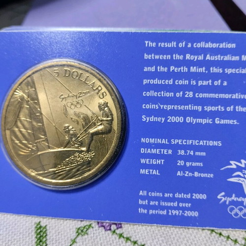 5 Dollar Coins Sydney 2000 Olympic Games new, pack of 4