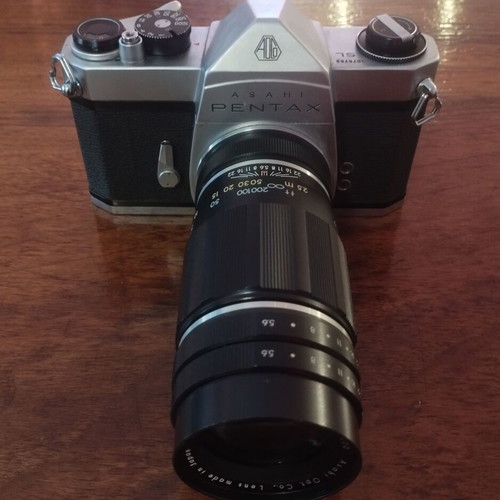 Pentax SL camera with Takumar 200mm f5.6 lens used