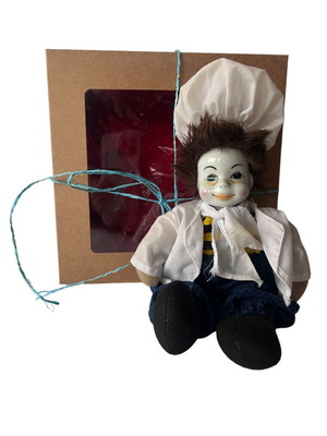 Vintage clown with porcelain face 23 cm used