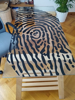 IKEA desk like new with glass top and wooden legs
