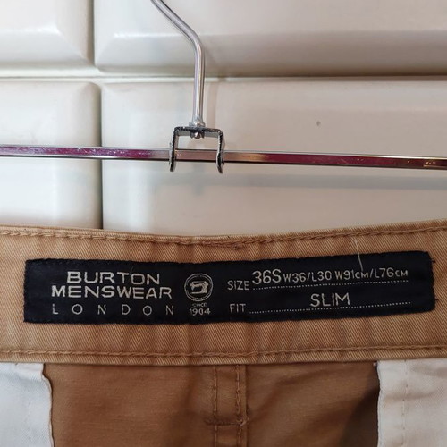 Burton London Men's Chino Slim Fit Pants Used Beige Brown
