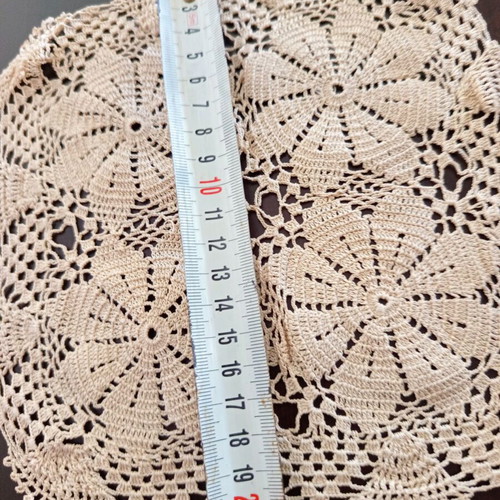 Set of 5 vintage crocheted napkins used, handmade and lace