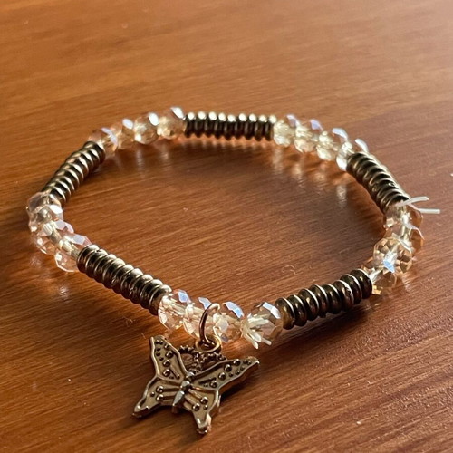 Zara women's beaded bracelet like new with butterfly charm