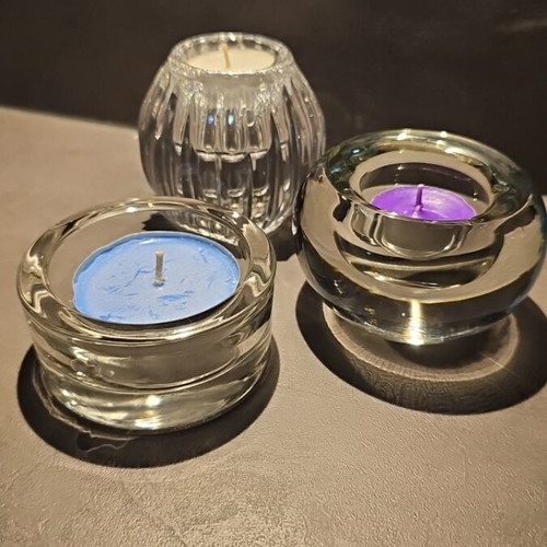 Set of 3 vintage solid glass candle holders