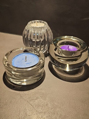 Set of 3 vintage solid glass candle holders