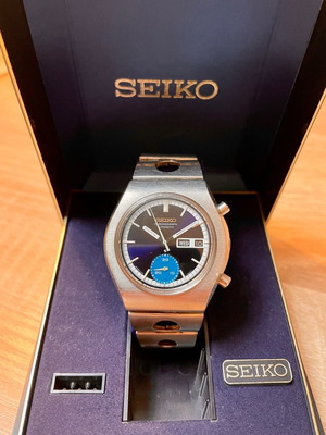 Seiko Chronograph 6139-8020 μεταχειρισμένο με μπλε καντράν και γνήσιο μπρασελέ