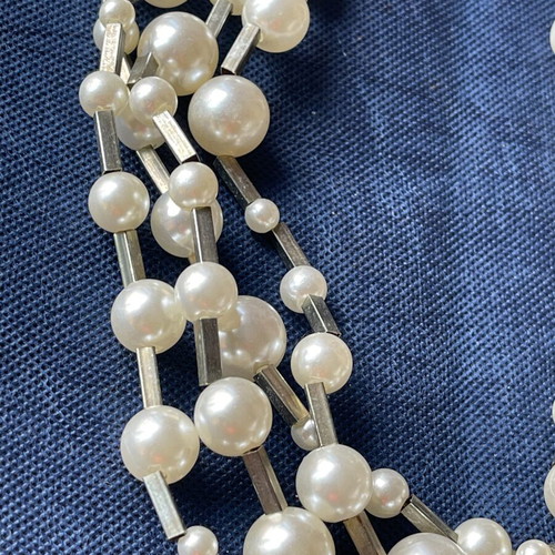 Vintage multi-strand faux pearl necklace 4 strands 80s-90s