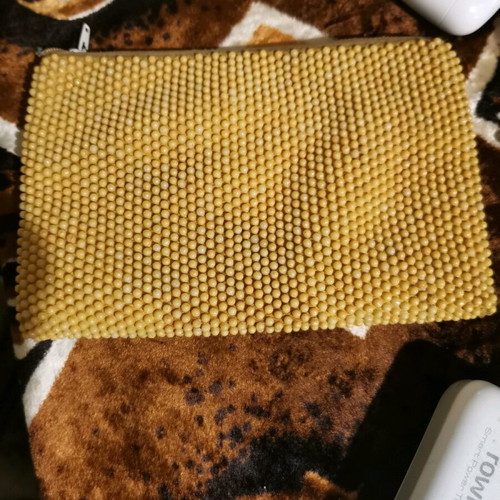 Vintage handmade beaded clutch used, 1960s