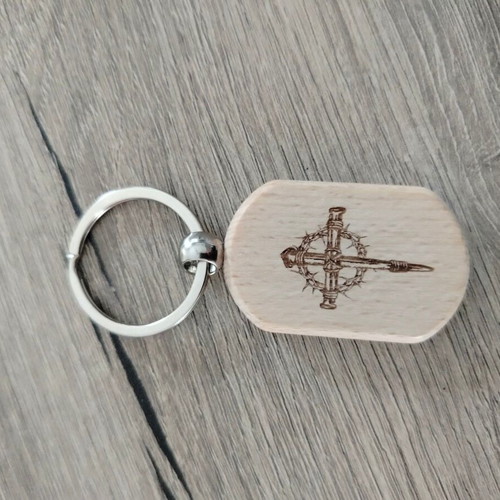 Keychain with engraving of Saint Paisios and the martyr's cross new