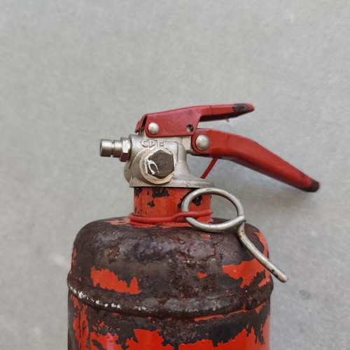 Car fire extinguisher used, decorative vintage