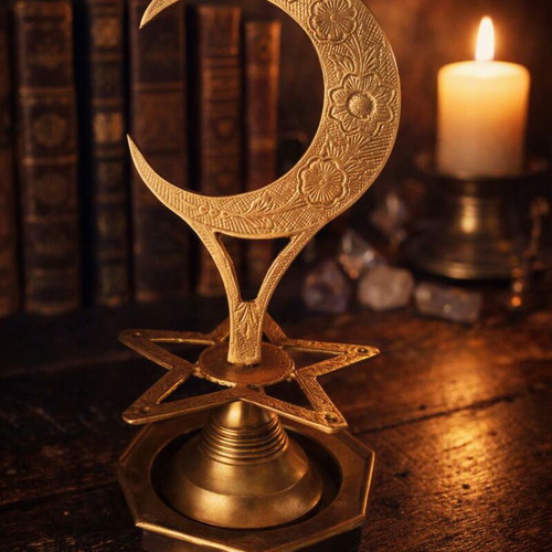 Vintage brass desktop decoration Crescent and Star