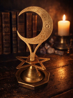 Vintage brass desktop decoration Crescent and Star