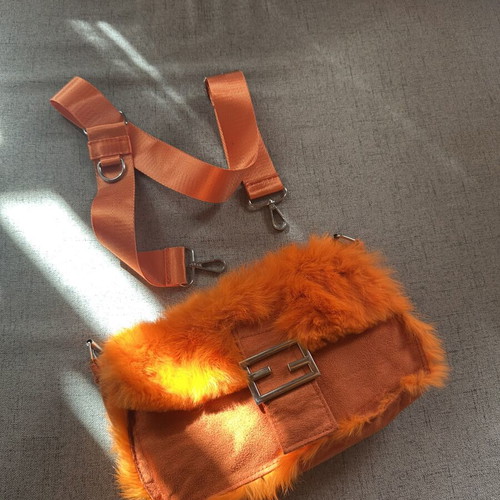 Boho orange fur bag