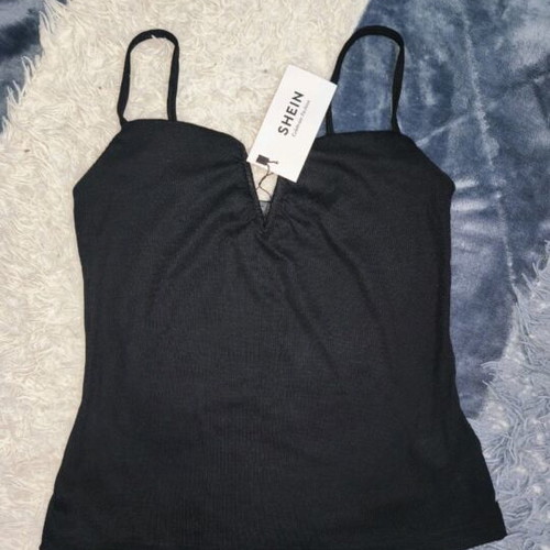 Black Shein top with adjustable straps new, size S
