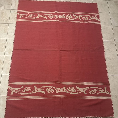 Vintage handmade wool rug on loom used, 149x205 cm