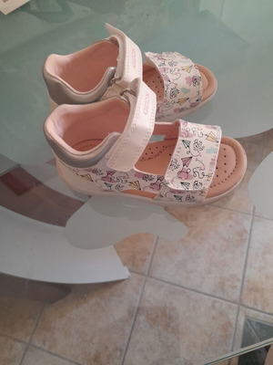 Geox children's summer sandals size 24 used, white with patterns