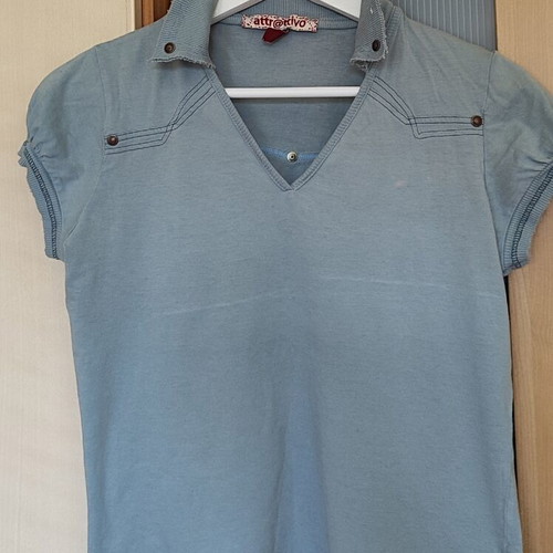 Attrattivo women's polo top like new, turquoise, size L