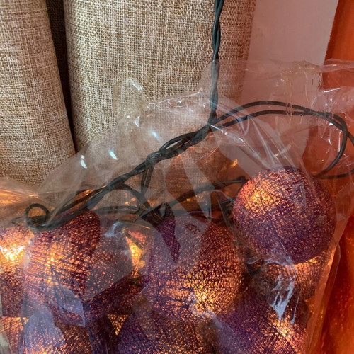 Garland with 35 cotton string balls and lights new