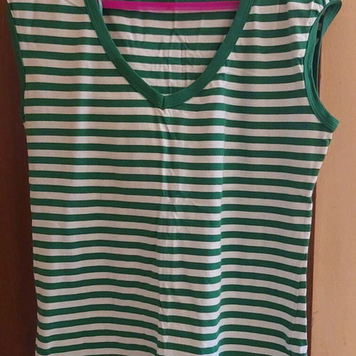 Women's sleeveless blouse like new, green and white stripes, XXL