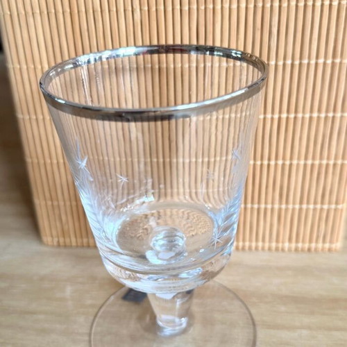 Crystal tea light holder SIA new with silver rim and engraved stars