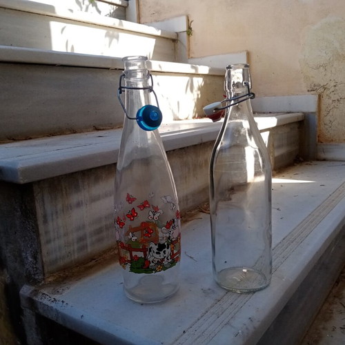 Borgonovo glass bottle with clip, 1 litre, Italy