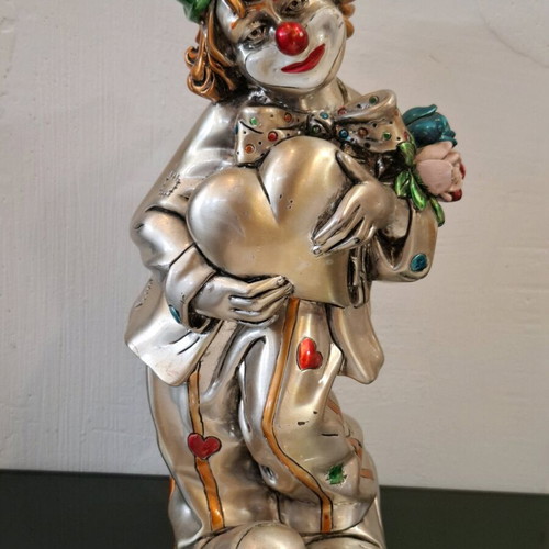 Vintage Bougelli Italian Sterling Silver Clown with Heart like New