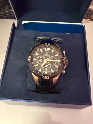 Festina black stainless steel chronograph watch like new