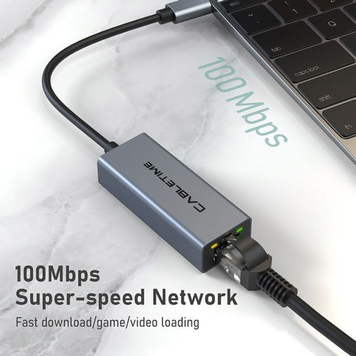 Cabletime CML100 USB-C network adapter for wired Ethernet connection new