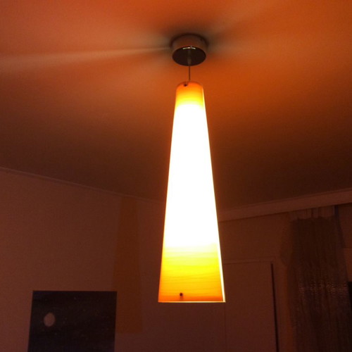 Ceiling lights used, set of 2, glass, orange light