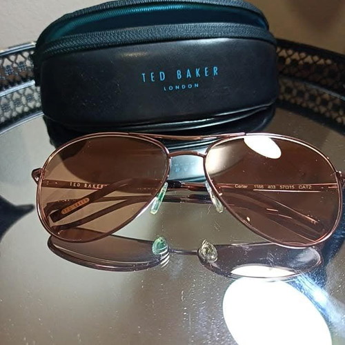 Ted Baker Aviator sunglasses like new, gold frame, mirror lens