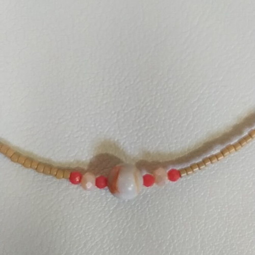 Handmade necklace with jasper and crystals, new