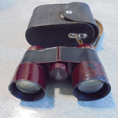 Soviet binoculars 4x Olympics Moscow 1980 used with case
