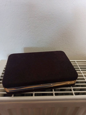 Μπιζουτιέρα ταξιδιού μεταχειρισμένη με καθρέφτη καφέ χρώματος