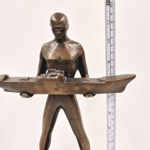 Bronze Maritime Statue "The Shipbuilder" used with alabaster base