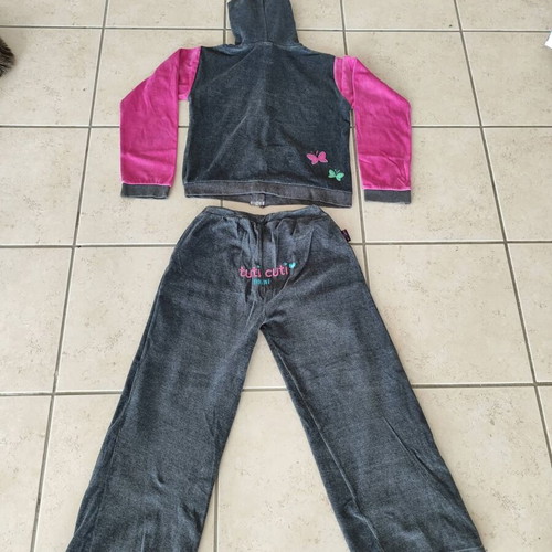 Tutti cuti girls' tracksuit size 12 like new, gray and pink