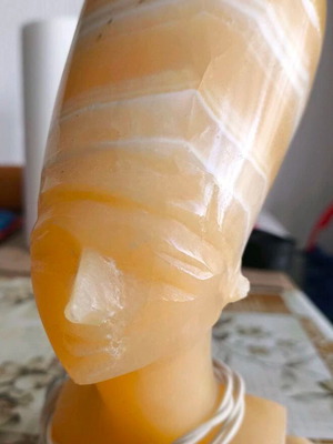 Vintage alabaster lamp with goddess Nefertiti used