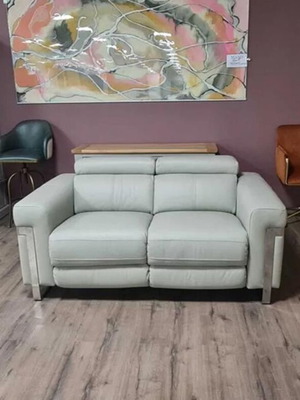 Gray leather two-seater sofa Moreno new with adjustable backrests