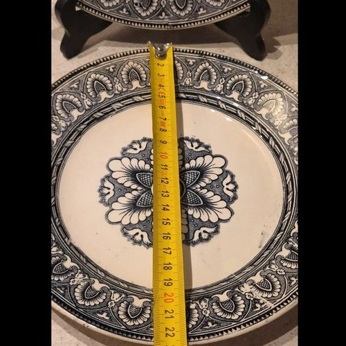 Boch Frères Keramis Tancrède plates set of 2, antique c. 1880