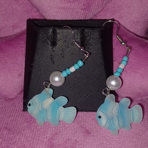 Antica Murrina Murano earrings with fish and pearls like new