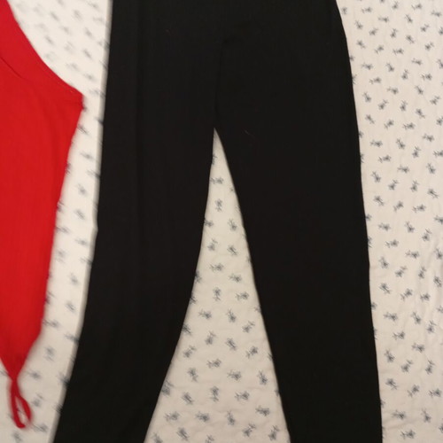 Berska red bodysuit and Celestino black leggings like new, medium