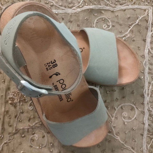 Birkenstock Pappilio Glenda leather anatomical sandals new, turquoise