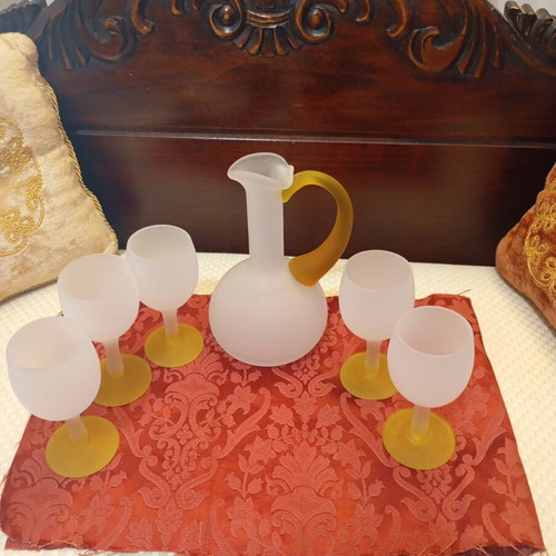 Mid-Century Vintage Serving Set with 1 Pitcher and 5 Glasses