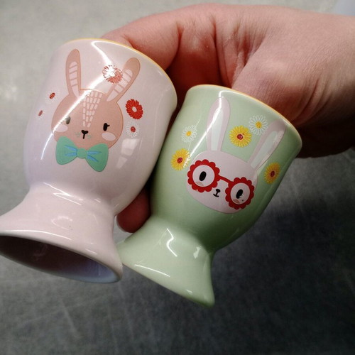 Easter porcelain egg cups like new