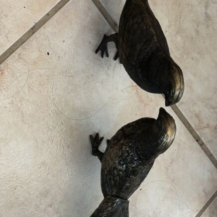 Pair of collectible metal peacocks, brass, 35 cm each