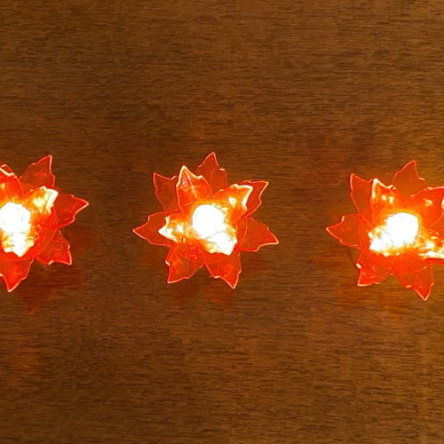 Flower-shaped lights new, set of 3 orange