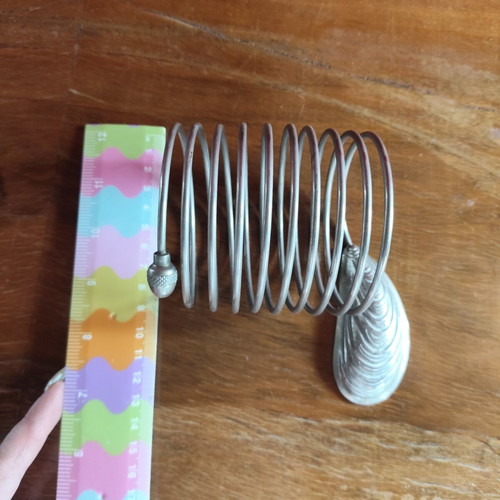 Vintage Metal Spiral Letter Holder with Shell and Acorn