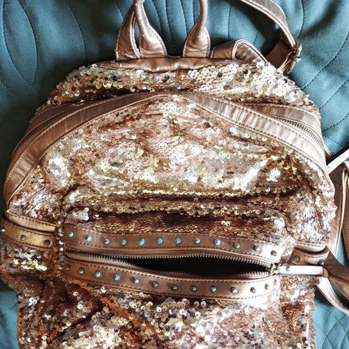 Backbag Tom&Eva backpack gold with gold sequins like new