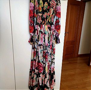 Maxi floral dress silk